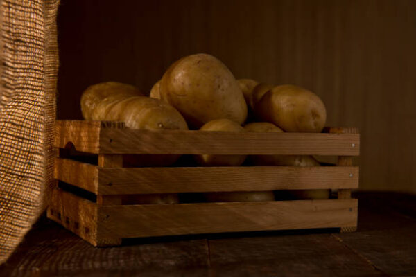Raw potato, winter, crate, store